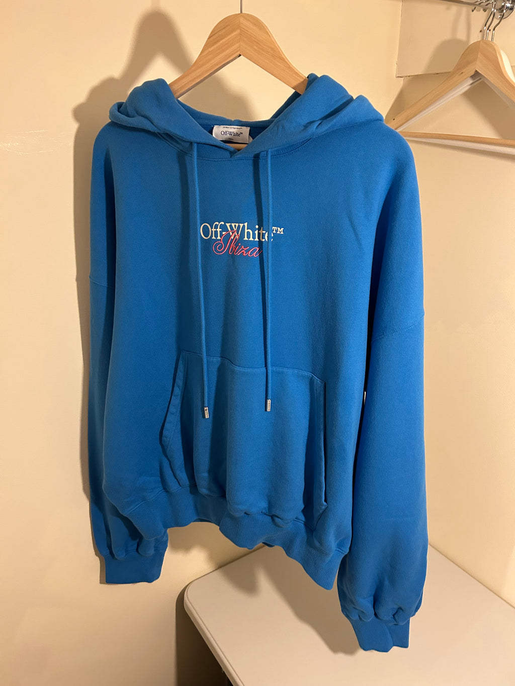 Off-white Hoodie special edition summer 23` Ibiza "cant wait" in Teal blue BNWT