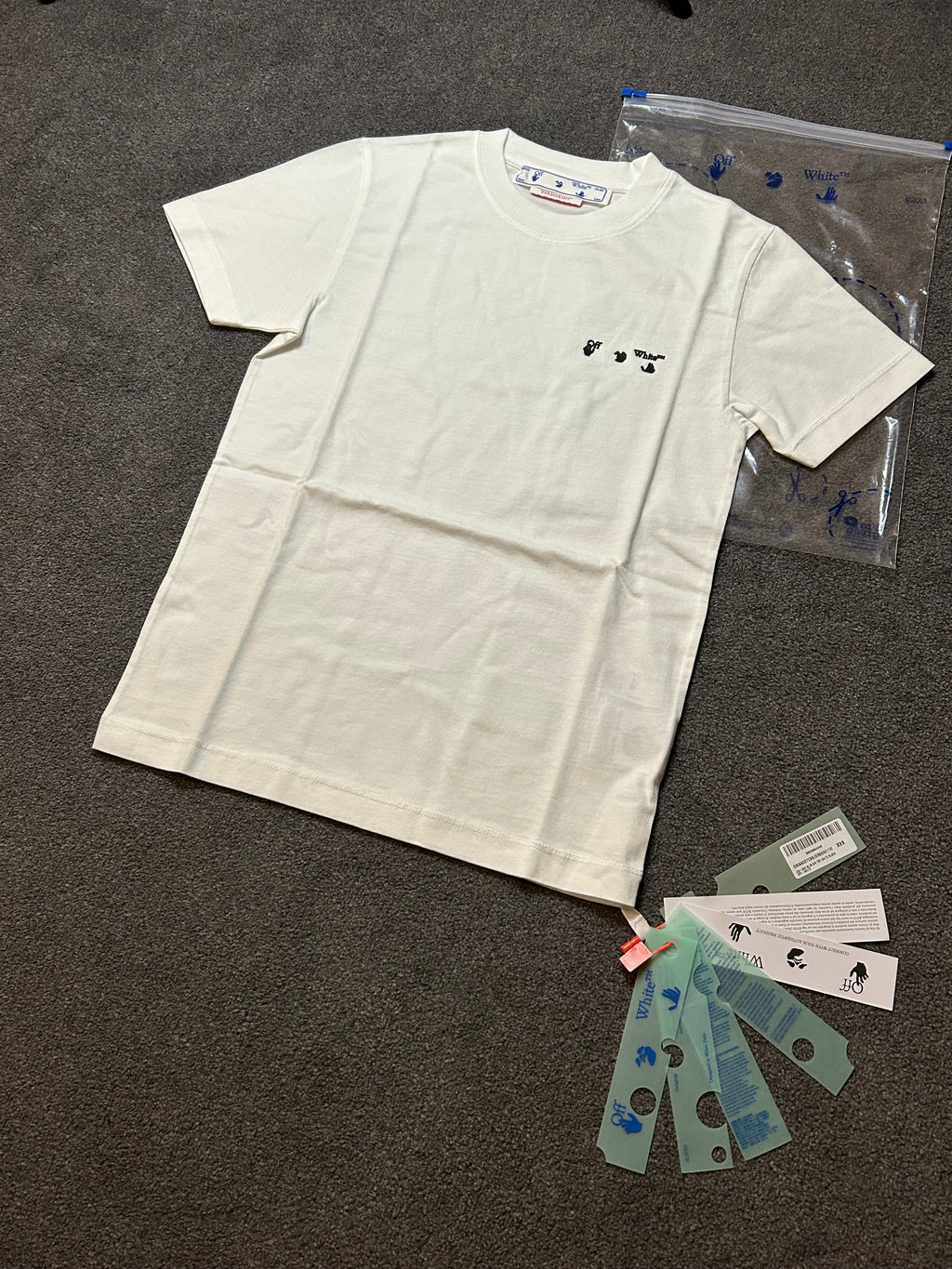 Off-white OW logo slim short sleeve T-shirt white/black size XXS BNWT