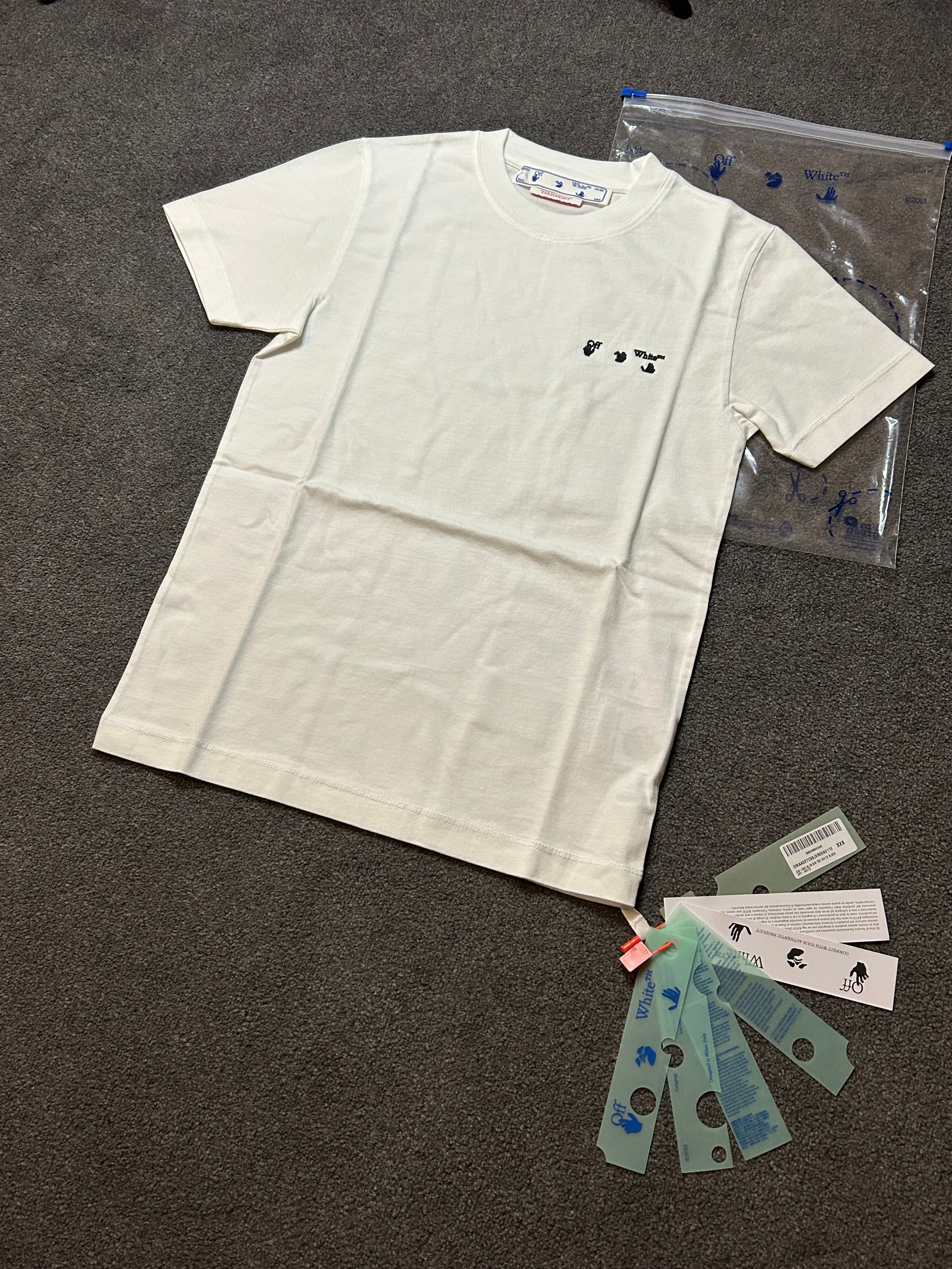 Off-white OW logo slim short sleeve T-shirt white/black size XXS BNWT