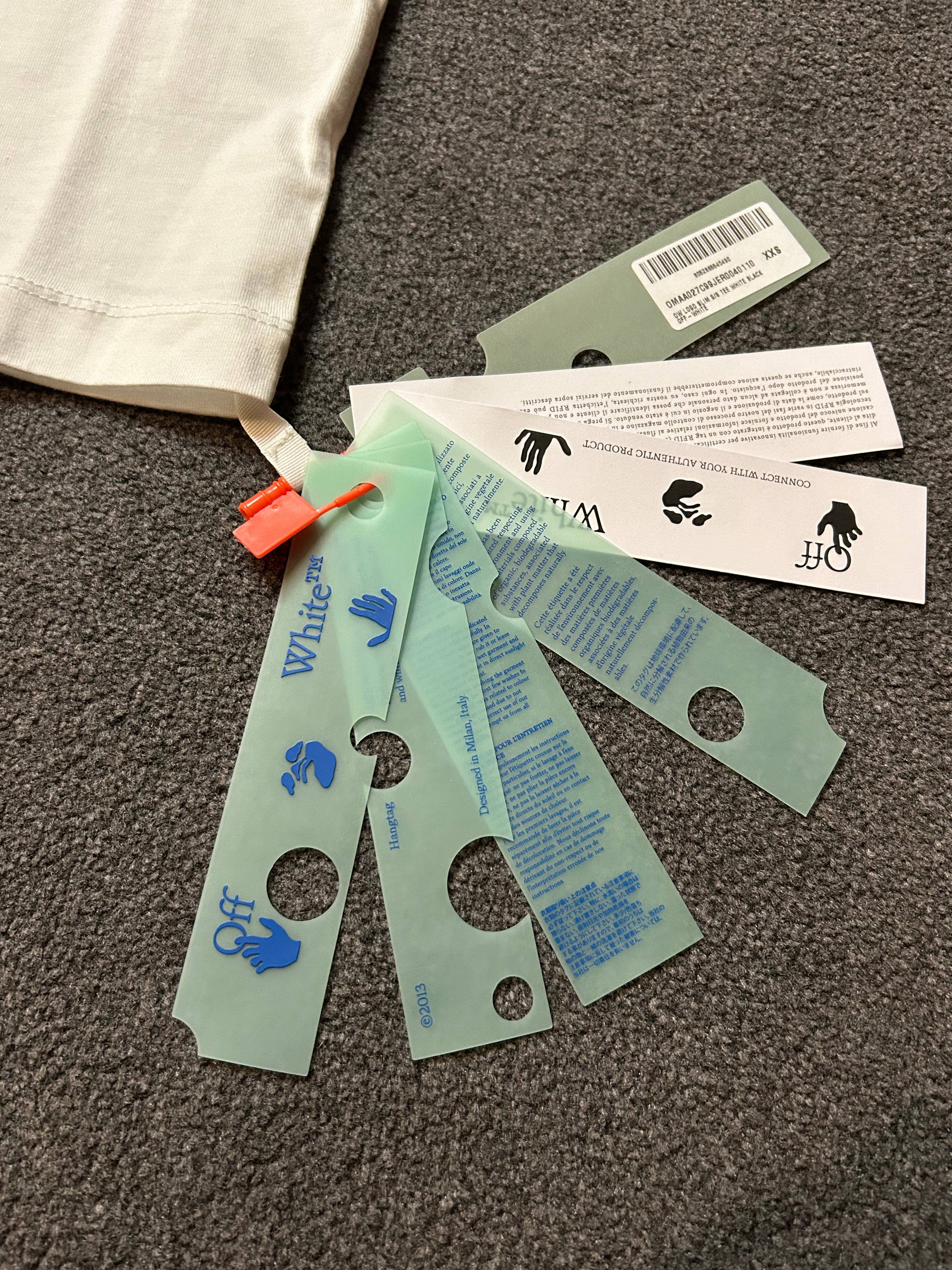 Off-white OW logo slim short sleeve T-shirt white/black size XXS BNWT